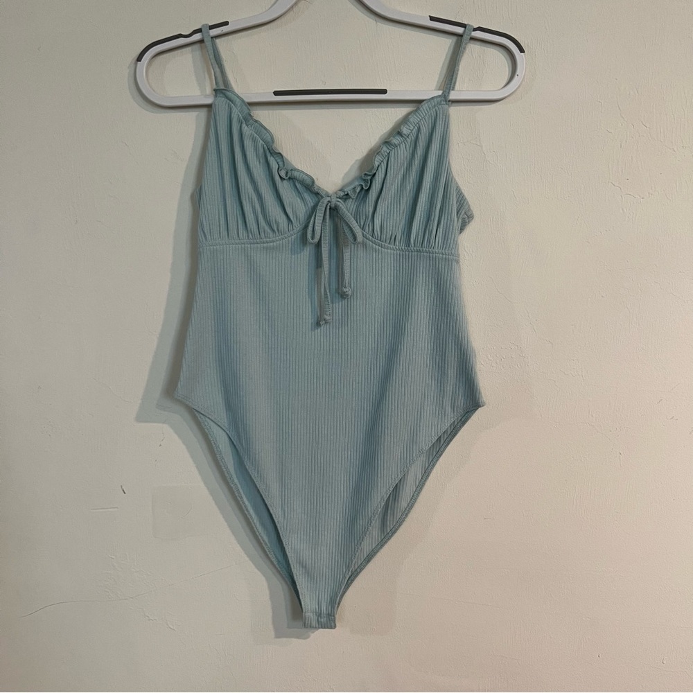 Wild Fable Tank Ruffled Tie Front Bodysuit M